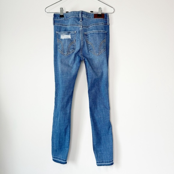 Hollister High Rise Crop Super Skinny Jeans Distressed Raw Hem 25” - Picture 7 of 17